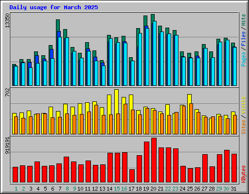 Daily usage for March 2025
