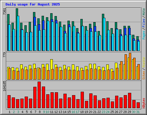 Daily usage for August 2025